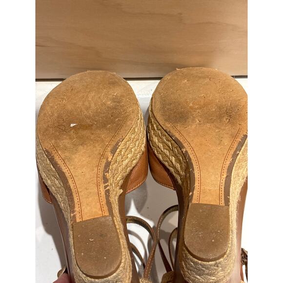SAM EDELMAN Leather Jute Katrina Peep Toe T Strap Wedge Platform Sandals 8.5 - Picture 8 of 8